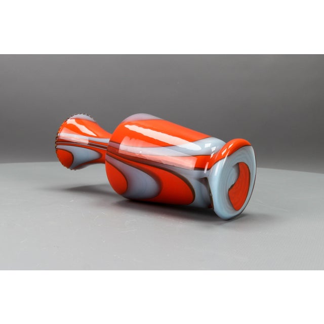 Italian Opaline Florence Glass Vase in Red and Grey, 1970s For Sale - Image 10 of 15
