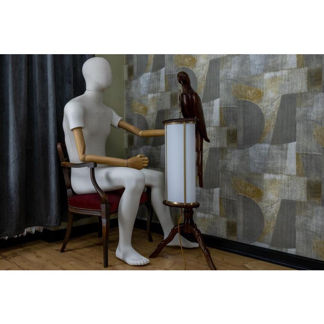 Metal Italian Mid-Century Modern Parrot Floor Lamp Lantern attributed to Aldo Tura, 1950s For Sale - Image 7 of 18