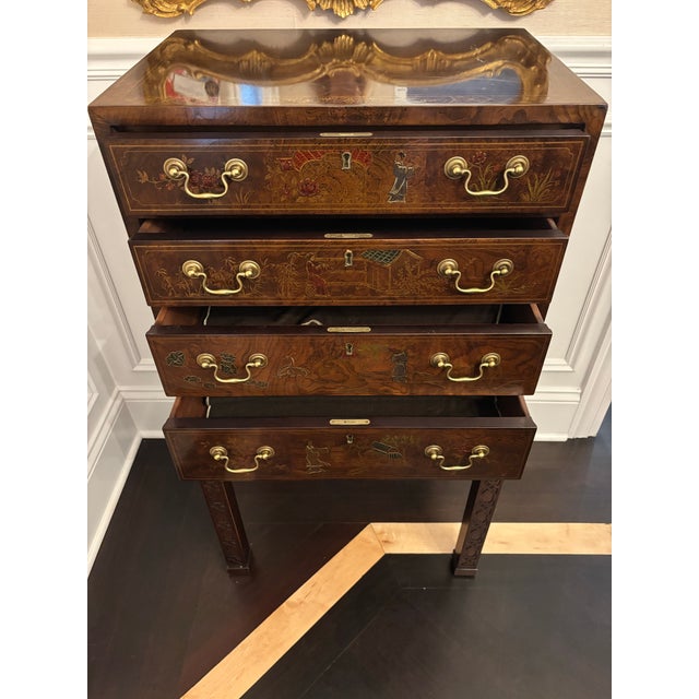 Wood Mahogany Henredon Aston Court Collection Chinoiserie Silverware or Jewelry Chest For Sale - Image 7 of 12
