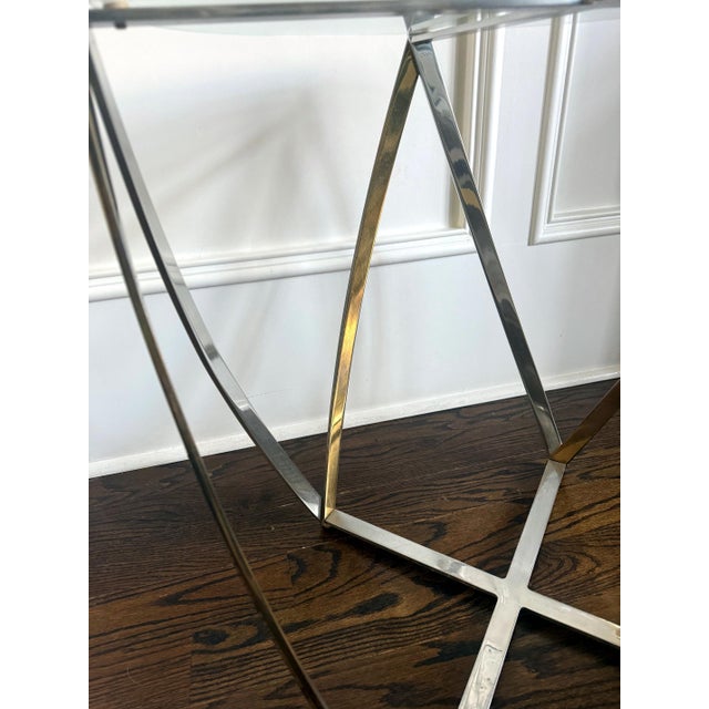 Chrome Barrel Form Brass Accent Side Table by John Vesey For Sale - Image 8 of 11