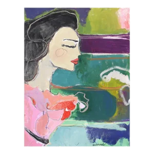 Greta - Colorful Abstract Expressionism Figurative Original Artwork by Erin Hammond