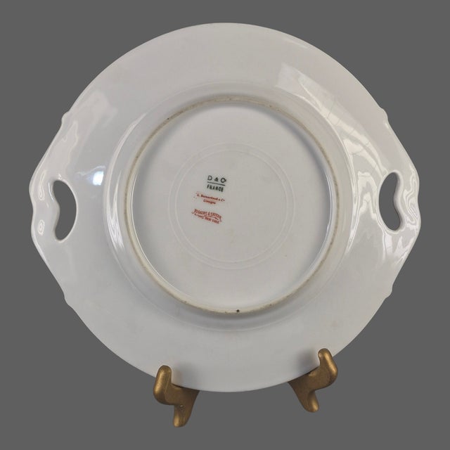 Gold Elegant Vintage Limoges L. Bernardaud Gilded Handles Floral Border D & C France Platter #1 For Sale - Image 8 of 11