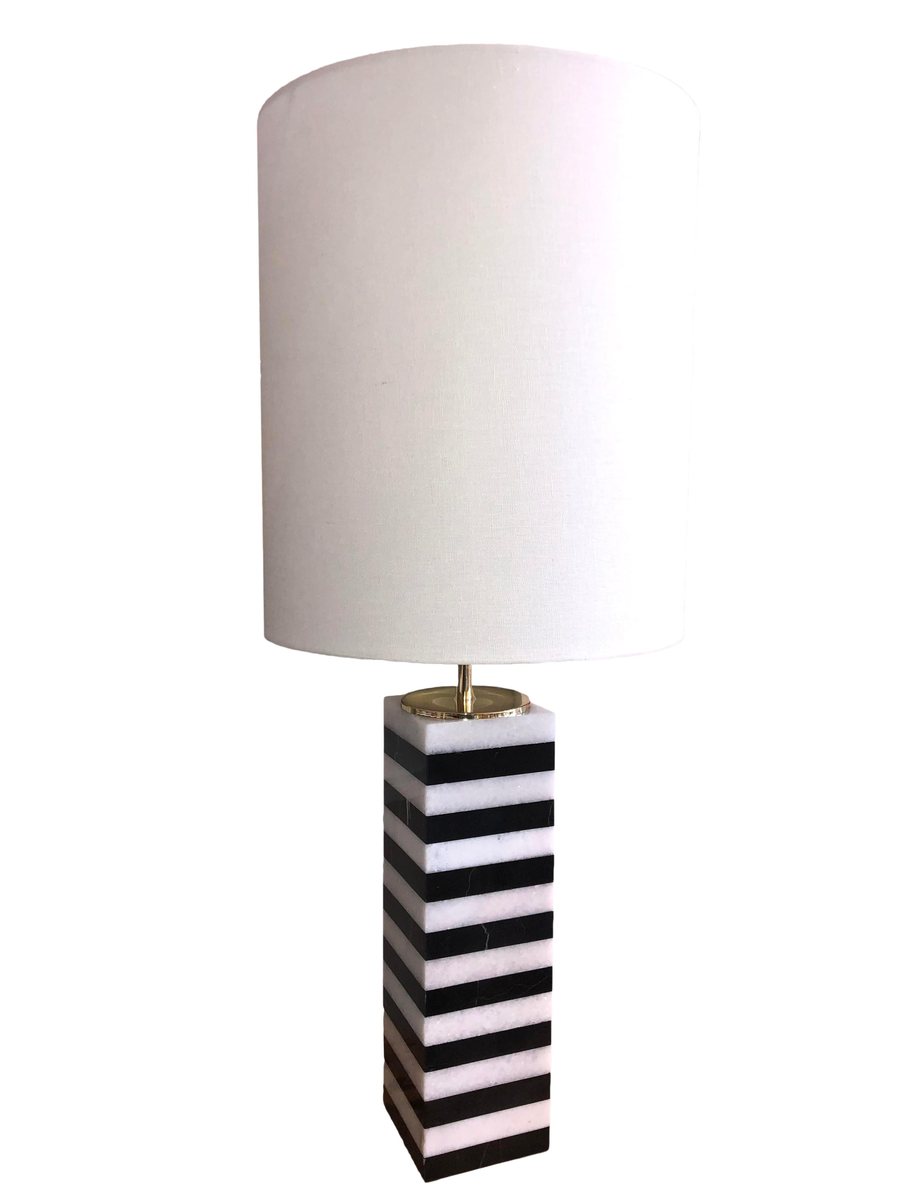 black and white striped lamp shade
