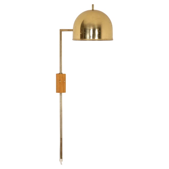 Brass Wall Lamp attributed to Bergboms, Sweden, 1960s For Sale