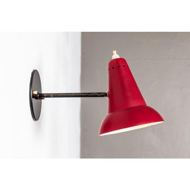 1950s Italian Red Articulating Sconces Attributed to Gino Sarfatti For Sale - Image 9 of 13