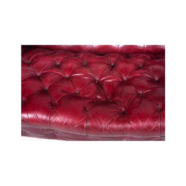 Chesterfield Victorian Burgundy Leather Sofa For Sale - Image 3 of 12