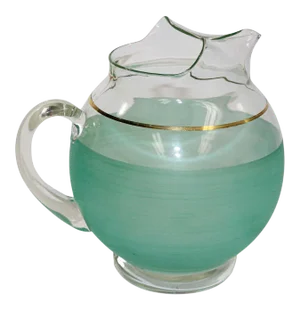 Vintage Green Glass Pitcher American Collectible, 1960's
