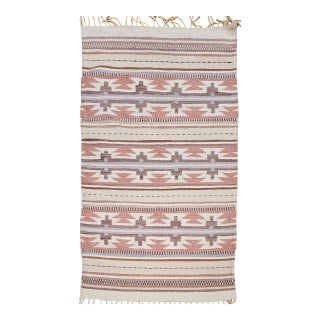 Vintage American Southwestern Kilim Rug, Handwoven Stripe Pattern, Earth Tones, 3x5 For Sale