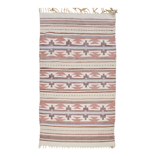 Vintage American Southwestern Kilim Rug, Handwoven Stripe Pattern, Earth Tones, 3x5 For Sale