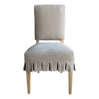 Reese Slip Covered Dining Chair in Belgian Linen Flax For Sale