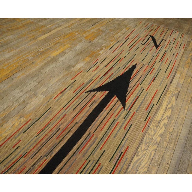 Abstract 1920s Multi Geometric Folk Art Antique American Hooked Rug 2'8" X 20' Woven Wool Carpet Runner For Sale - Image 3 of 9