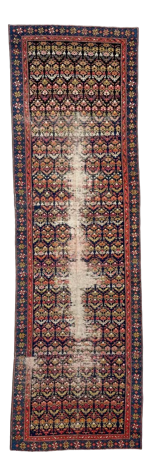 1940s Botanical Lattice Garden Design Runner Rug , 3.4 x 10.10