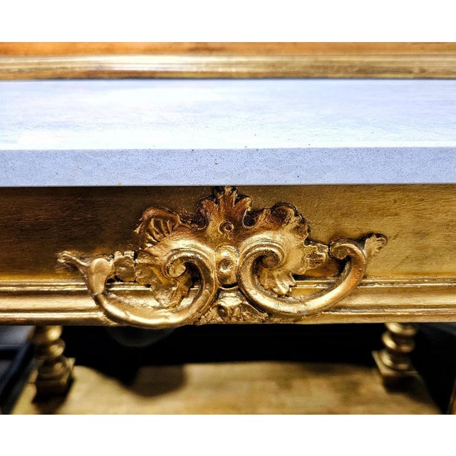 Black Victorian Console Table with Mirror in Gilt Wood and Marble, 1880s For Sale - Image 8 of 14