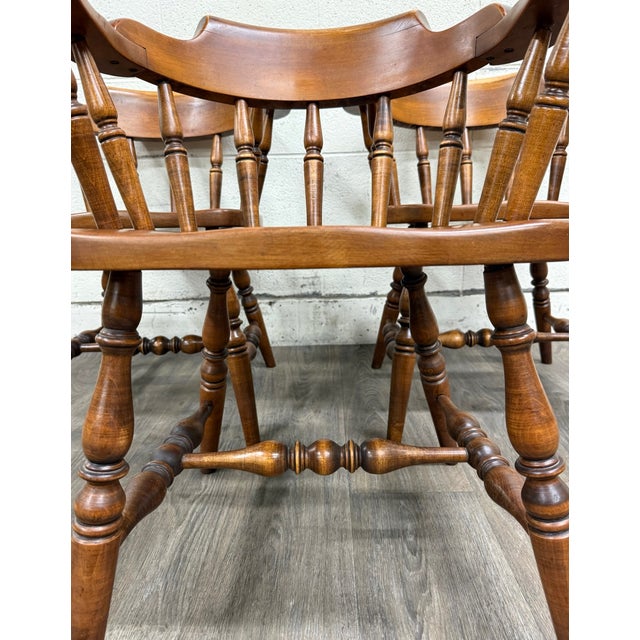 VTG Sprague & Carleton Colonial Revival Solid Maple Barrel Back Captain Chairs For Sale - Image 14 of 15