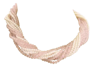 Tiffany & Co. Sterling Silver 11 Strand Pearls & Pink Quartz Necklace