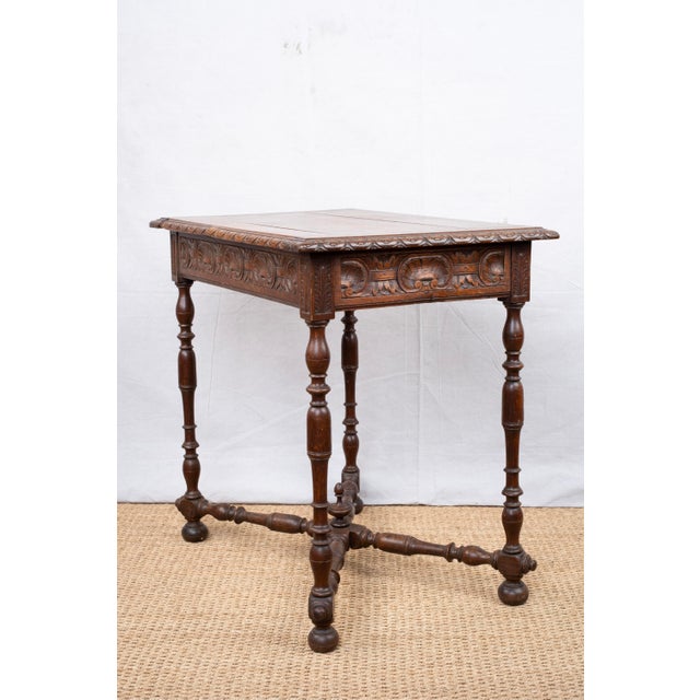 Antique Carved Oak Side Table For Sale - Image 4 of 10