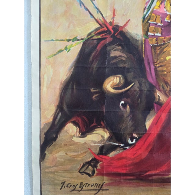 Mid-Century Spanish Realism Authentic Bullfighting Event Poster For Sale - Image 4 of 14