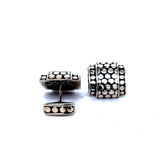 Metal 1990s Pair of John Hardy Estate Mens Dot Cufflinks Sterling Silver For Sale - Image 7 of 8
