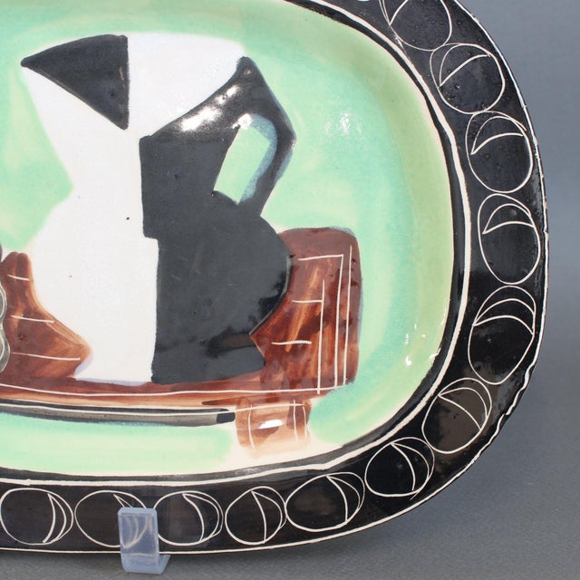 Decorative French Ceramic Platter by Jacques Pouchain for Poët-Laval, 1950s For Sale - Image 12 of 18