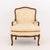 Louis XV Style Silk Upholstered Walnut Bergere, with white silk damask upholstery on cabriole legs. 35.25" H x 28" W x 25"...