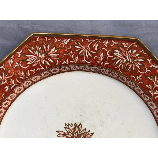Burnt Orange Antique Minton China Hexagonal Decorative Plate For Sale - Image 8 of 13