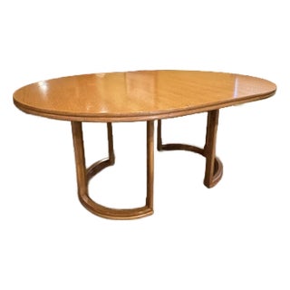 Vintage McGuire Blonde Round Dining or Game Table With Two Leaves For Sale