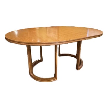 Vintage McGuire Blonde Round Dining or Game Table With Two Leaves For Sale