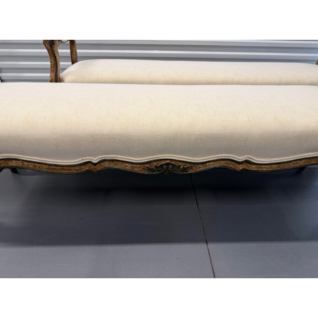 Cream Brunschwig-Upholstered Long Mediterranean Benches, a Pair For Sale - Image 8 of 10