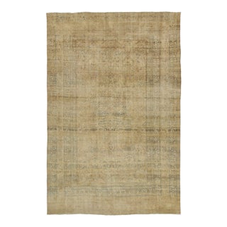 Oversized Antique Kermanshah Rug in Gold & Beige Floral Pattern - Rug & Kilim For Sale