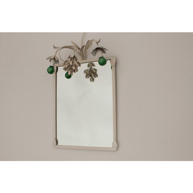 Metal White Florentine Metal Wall Lamp on Mirror, 1980s For Sale - Image 7 of 8