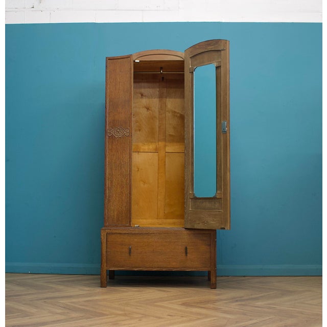 Mid-Century Modern Vintage Art Deco Wardrobe in Limed Oak, 1930s For Sale - Image 3 of 11