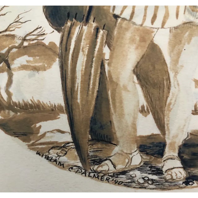 Figurative 1940 Willam Palmer Watercolor Ladies on the Beach For Sale - Image 3 of 4