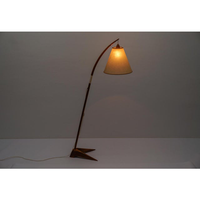 Mid-Century Modern Scandinavian Wooden Arc Floor Lamp, 1950s For Sale - Image 17 of 18