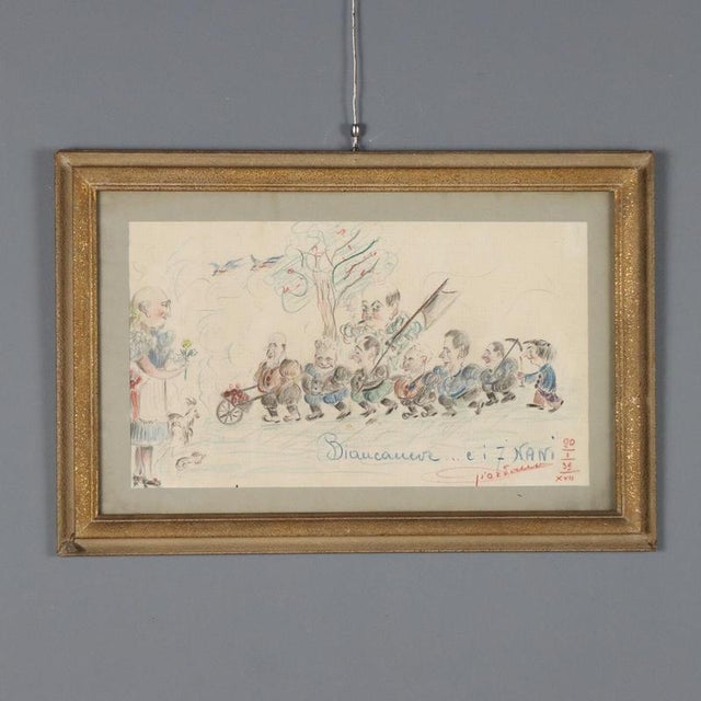 Edoardo Giordano, Figurative Composition, 1939, Pencil on Paper, Framed For Sale - Image 11 of 11