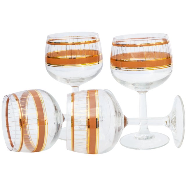 Vintage Gold-Rimmed Glasses- Set of 4 For Sale - Image 4 of 5