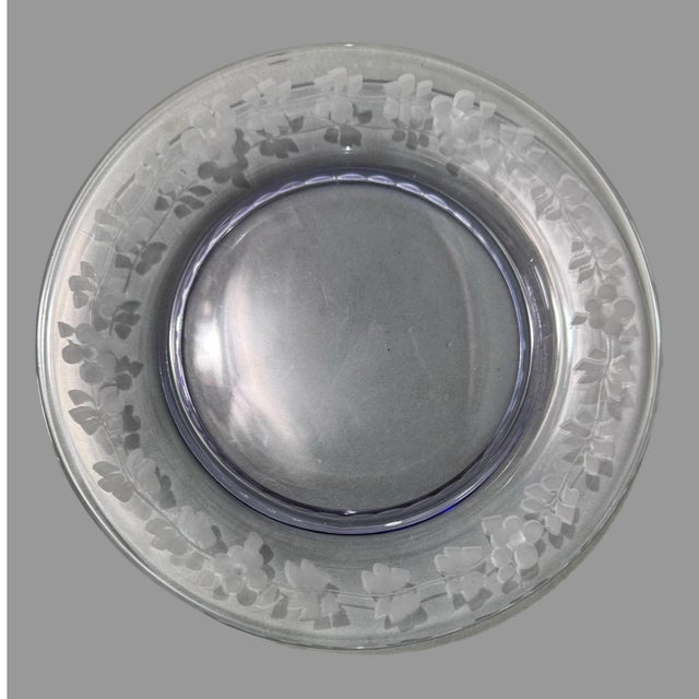 Mid 20th Century Vintage Tiffin Franciscan Twilight Floral Etched Plate For Sale - Image 5 of 5