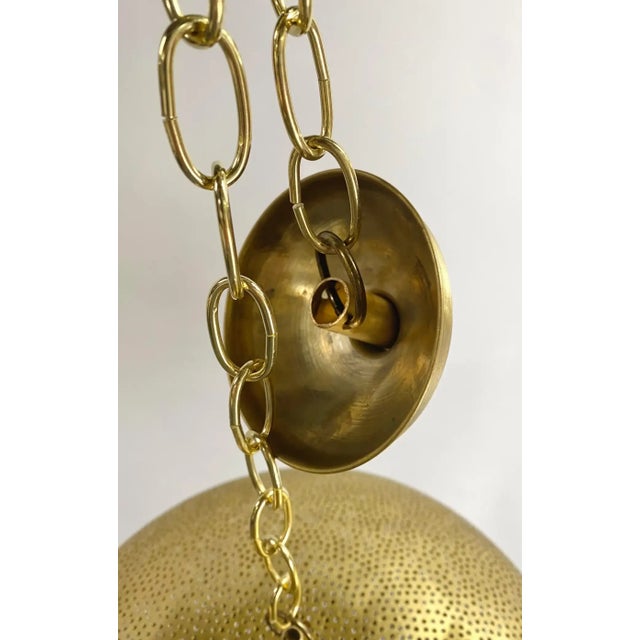 Brass Modern Boho Chic Style Oval Brass Pendant or Lantern For Sale - Image 8 of 12