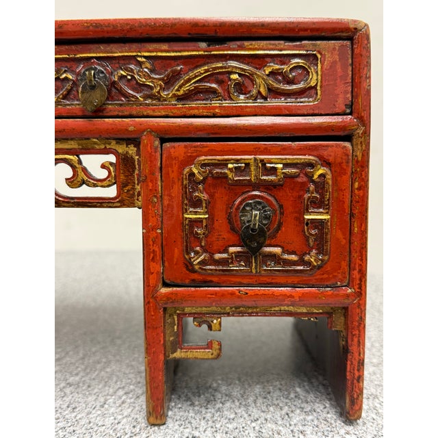 Antique Chinese Red Altar Table Box For Sale - Image 9 of 12