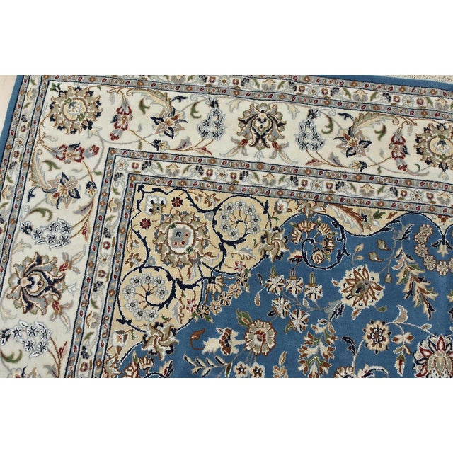 Textile Fine Nain Rug 8'10'' X 12'3'' Blue Wool Traditional Hand-Knotted Oriental Carpet For Sale - Image 7 of 15