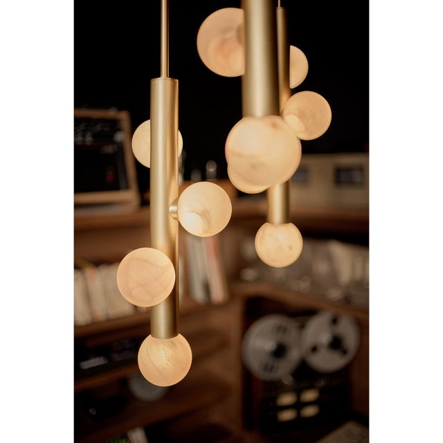 Contemporary Regina Andrew Rhoads Chandelier, Alabaster/Natural Brass For Sale - Image 3 of 9