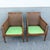 Vintage Hollywood Regency Faux Bamboo and Cane Green Tufted Lounge Chairs For Sale In West Palm - Image 6 of 12