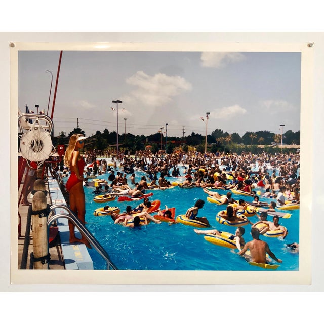 Jay Wolke, Crowded Swimming Pool Signed Vintage Color Photograph Chicago Photo Jay Wolke, 1986 For Sale In Miami - Image 6 of 7