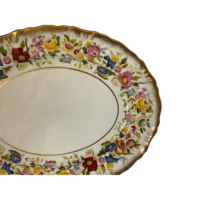 1940s Vintage Hammersley "Queen Anne" Bone China 16" Oval Serving Platter Made in England 1940s-1950s For Sale - Image 5 of 8