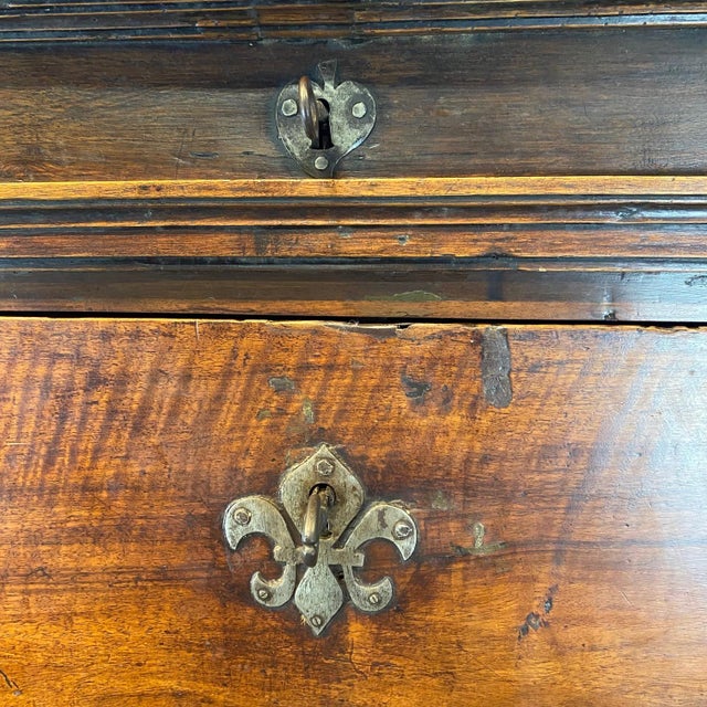18th C Spanish Baroque Walnut Bargueno or Fall Front Writing Desk For Sale - Image 10 of 18