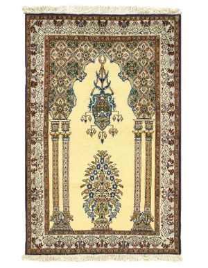 Pasargad Ivory Persian Wool & Silk Qum - 3' X 5'