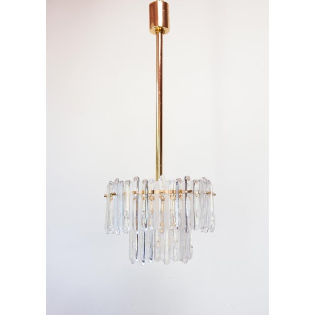 Ceiling Lamp with Ice Crystals and Brass in the style of Kalmar, 1960s For Sale - Image 9 of 9