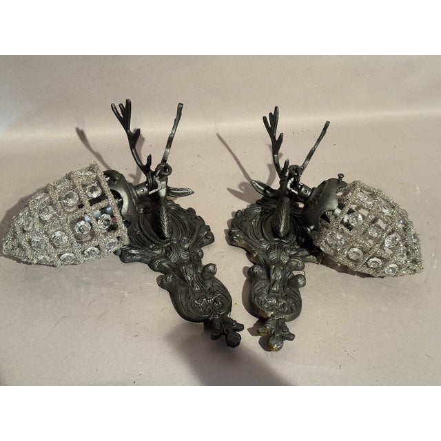 1980s French Louis XVI Bronze Charcoal Sconces / Wall Lamps -Pair For Sale - Image 11 of 13