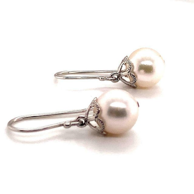 Akoya Pearl Earrings 14 Kt Yellow Gold Certified For Sale - Image 4 of 13