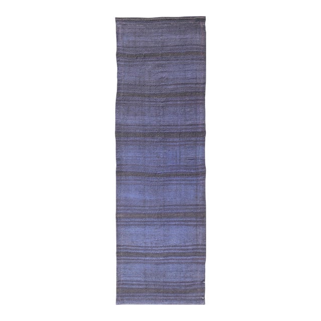 Vintage Turkish Kilim Runner in Deep Blue and Purple Tones 2'2 X 7'4 For Sale