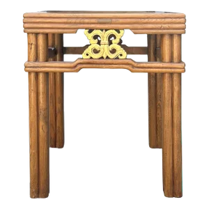 Chinese Vintage Light Brown Square Wood Ming Style Stool Table